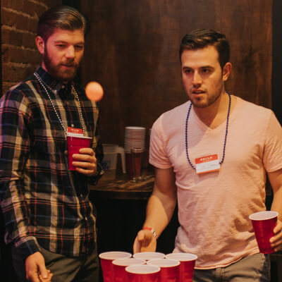 beer pong at a bachelor party
